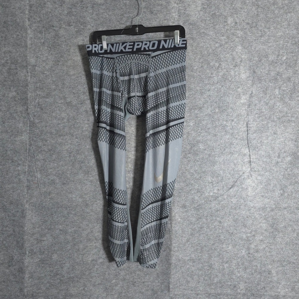 Nike Pro Dri-FIT Compression Tights Leggings Men's Large Gray‎ Diamond Pattern